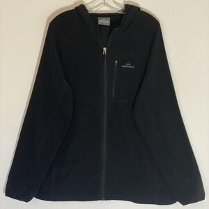Kathmandu Jacket Mens XL Black Fleece Full Zip Hooded Polartec Pockets Hiking